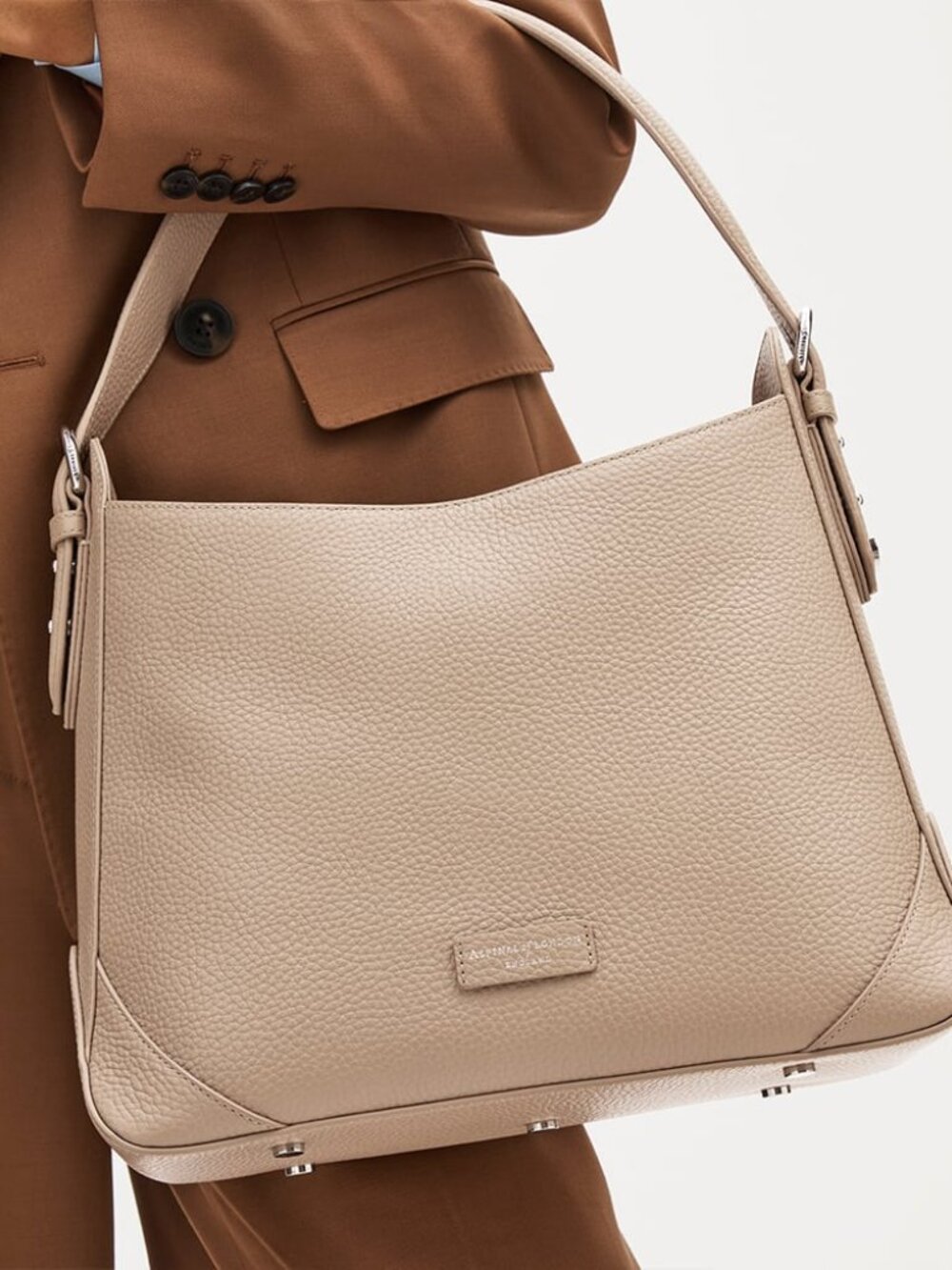 Aspinal of London Hobo Bag in Soft Taupe